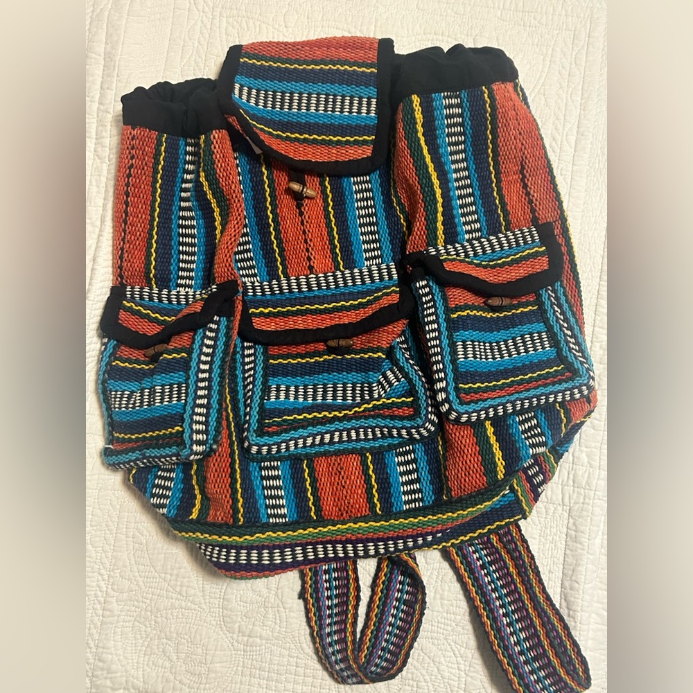 Multicolor Striped Women's Backpack - Picture 5 of 7